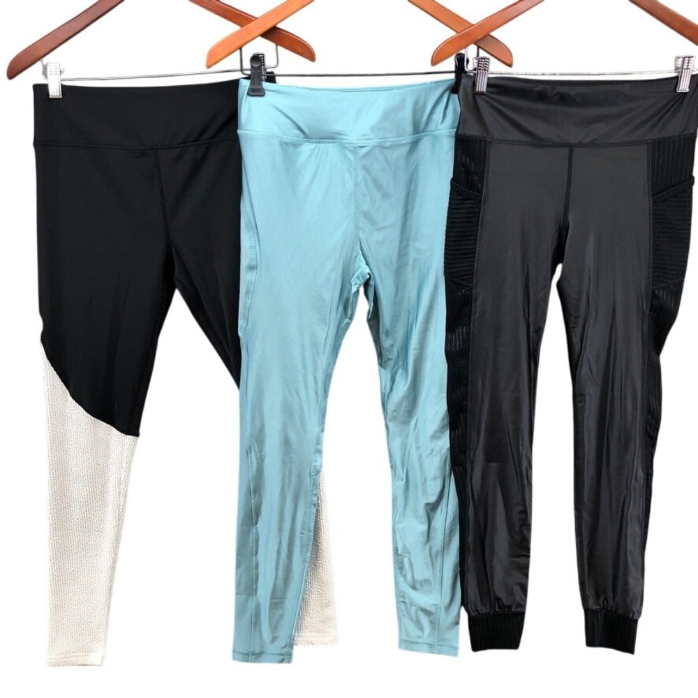 Alala Leggings Womens M Bundle Black Teal Liquid Moto Textured Activewear 3pk